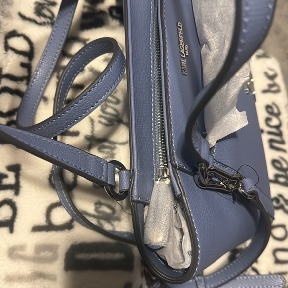 NWT Karl Lagerfeld Blue Crossbody Bag With Baby Pouch With Silver Hardware - Picture 8 of 11